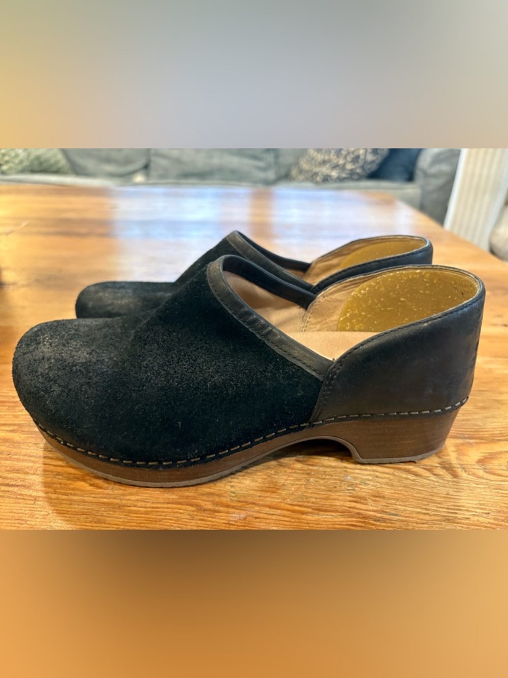 Dansko Black Suede Clogs